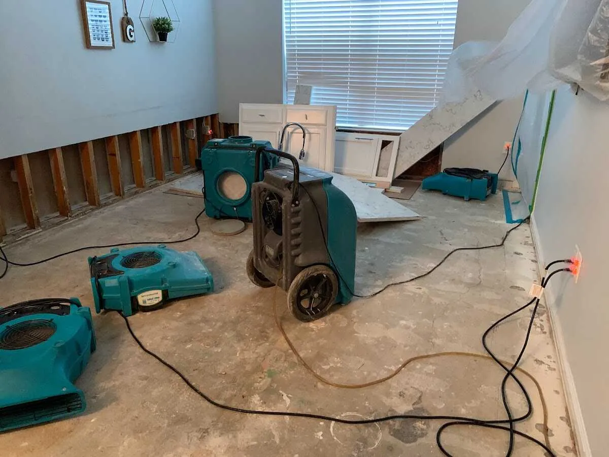 Dehumidifier in flood-cut room for Water Damage Restoration in American Fork